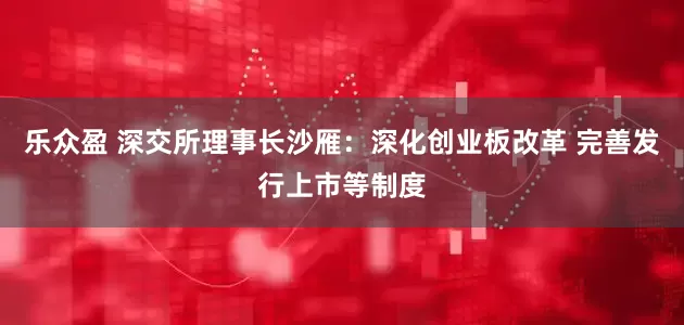 乐众盈 深交所理事长沙雁：深化创业板改革 完善发行上市等制度
